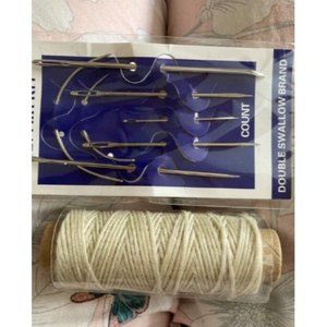 32 Yards Waxed Thread with Leather Hand Sewing Needles,150D Flat Sewing